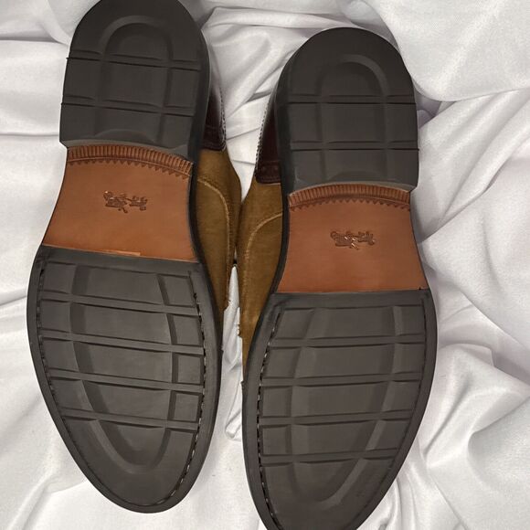 NWOB COACH MEN'S BLEECKER DOUBLE MONK BROWN SUEDE SHOES US SIZE 12D BoxC - Picture 7 of 8